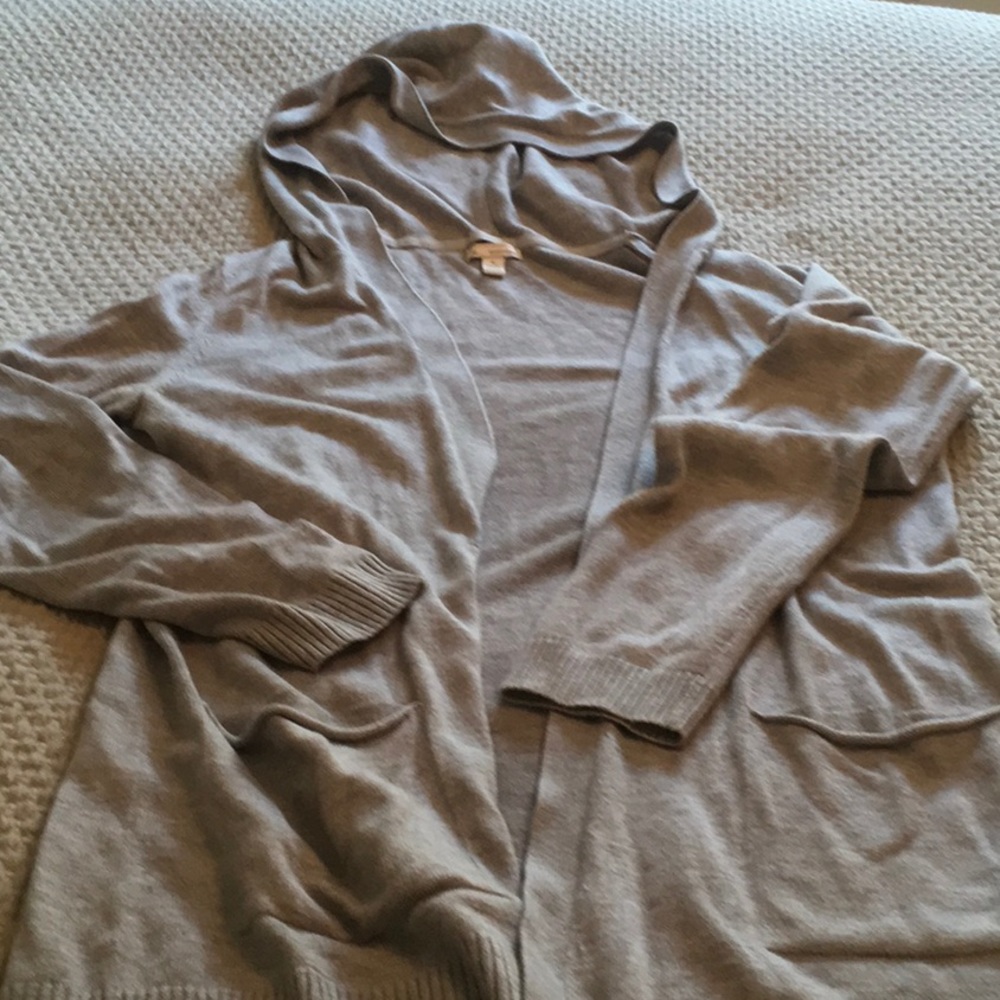 Gray hooded GAP sweater